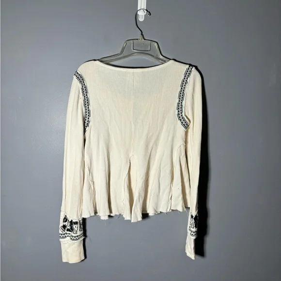 Free People x Marion Embroidered Waffle Knit Thermal Size XS - Picture 3 of 4